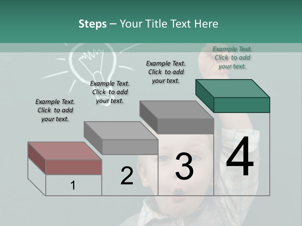 A Young Boy Pointing At A Light Bulb On A Chalkboard PowerPoint Template