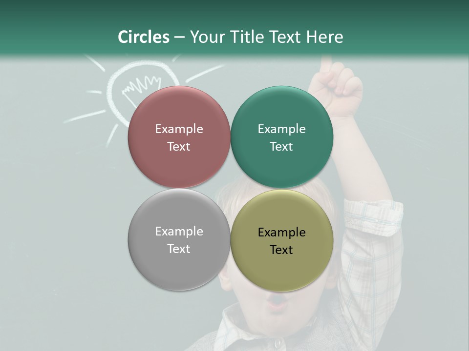 A Young Boy Pointing At A Light Bulb On A Chalkboard PowerPoint Template