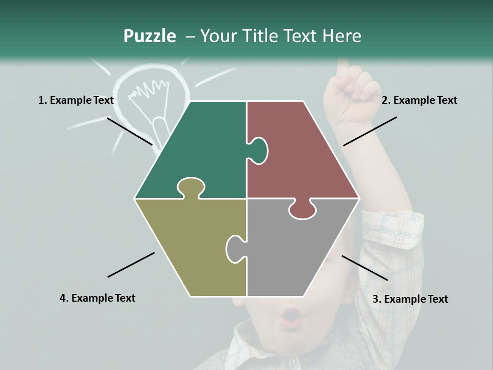 A Young Boy Pointing At A Light Bulb On A Chalkboard PowerPoint Template