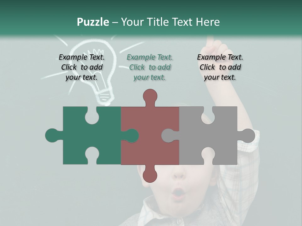 A Young Boy Pointing At A Light Bulb On A Chalkboard PowerPoint Template