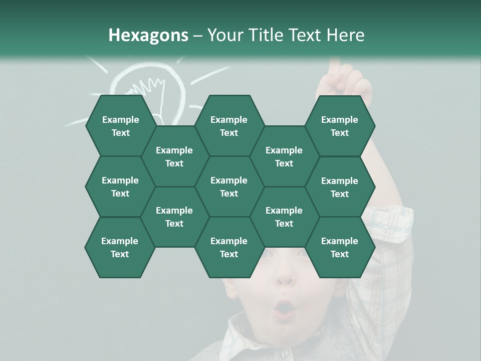 A Young Boy Pointing At A Light Bulb On A Chalkboard PowerPoint Template