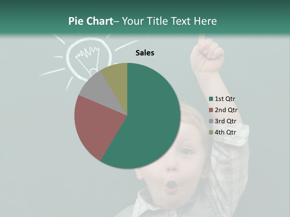 A Young Boy Pointing At A Light Bulb On A Chalkboard PowerPoint Template