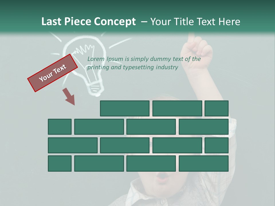 A Young Boy Pointing At A Light Bulb On A Chalkboard PowerPoint Template