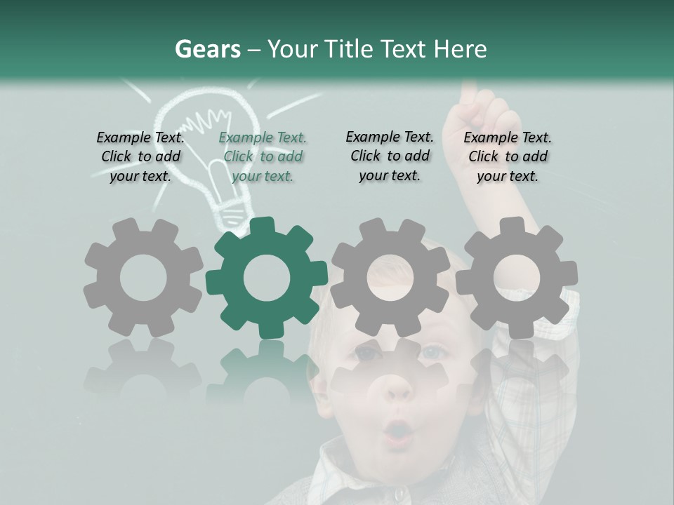 A Young Boy Pointing At A Light Bulb On A Chalkboard PowerPoint Template