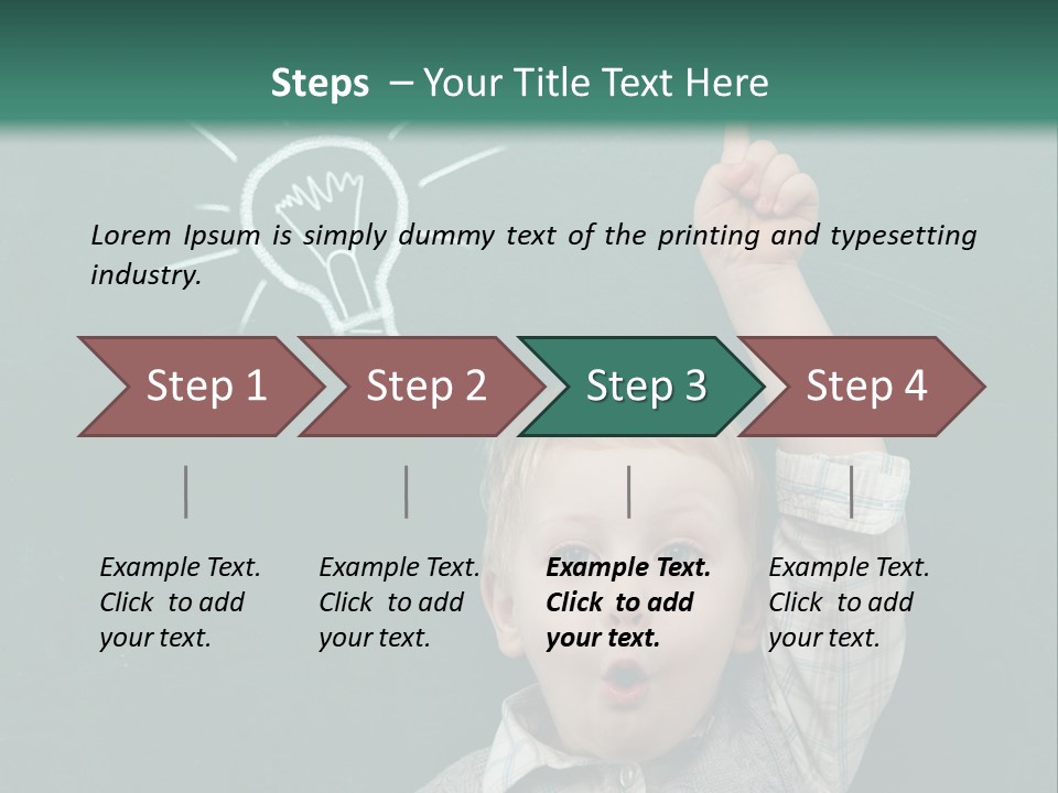 A Young Boy Pointing At A Light Bulb On A Chalkboard PowerPoint Template