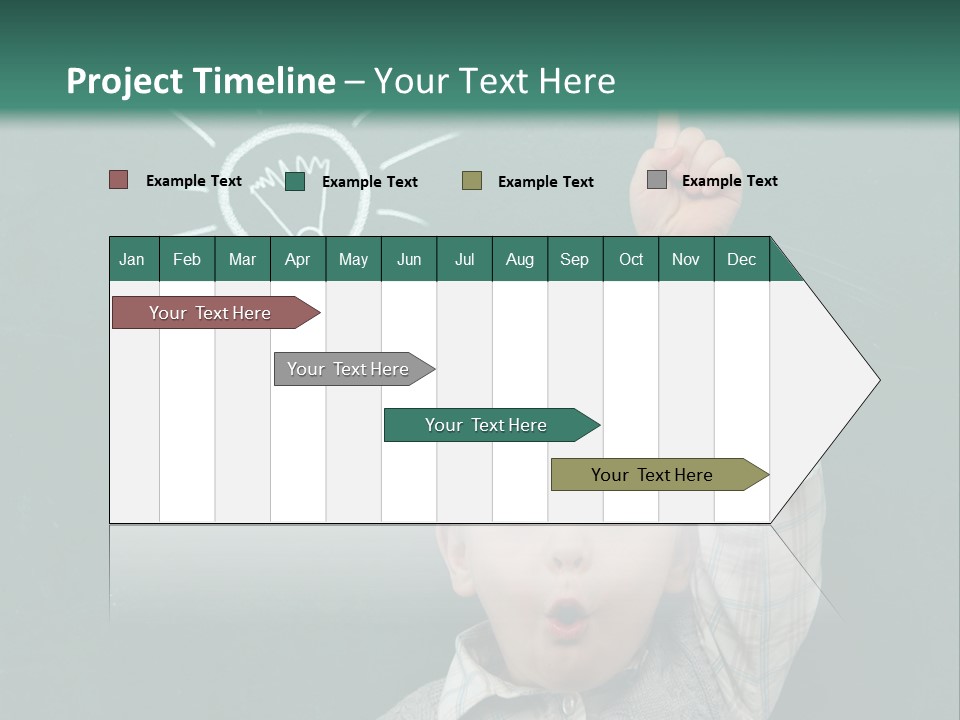 A Young Boy Pointing At A Light Bulb On A Chalkboard PowerPoint Template