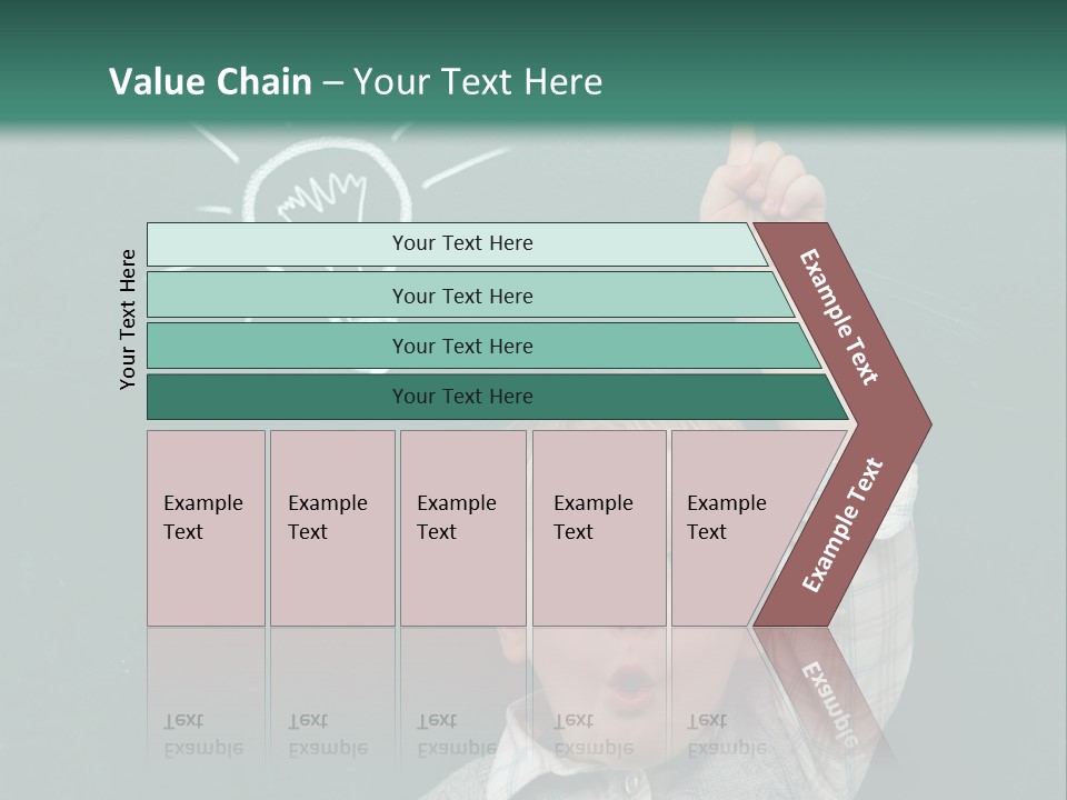 A Young Boy Pointing At A Light Bulb On A Chalkboard PowerPoint Template