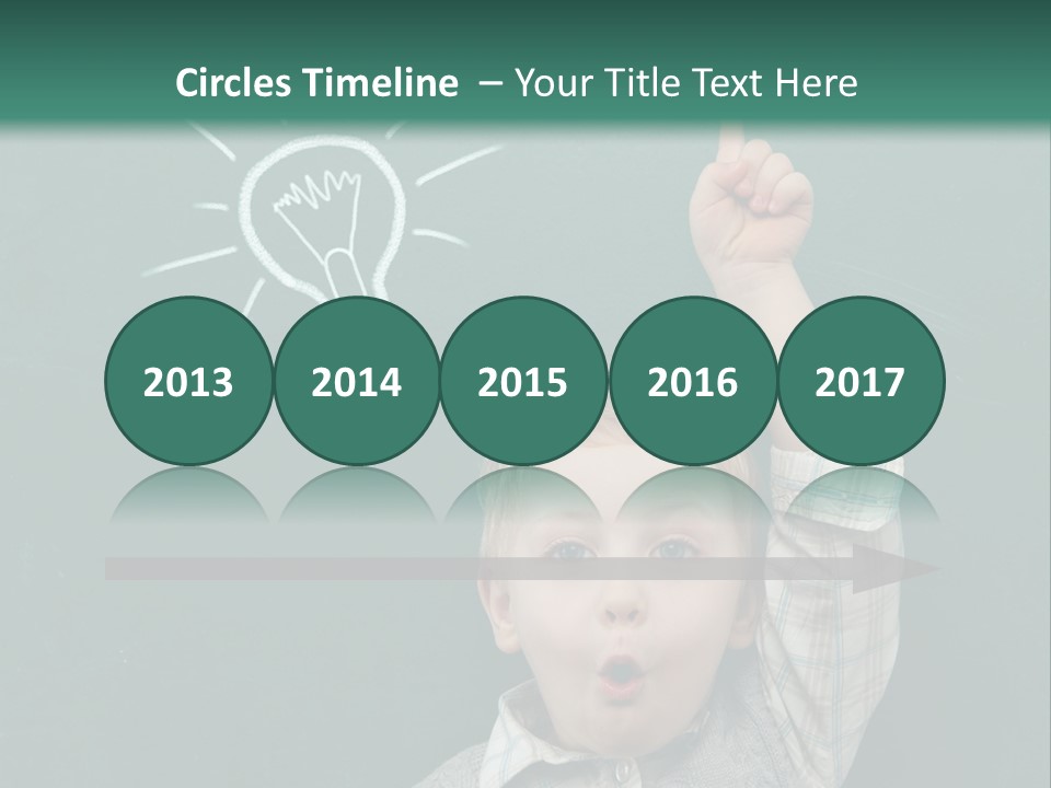 A Young Boy Pointing At A Light Bulb On A Chalkboard PowerPoint Template