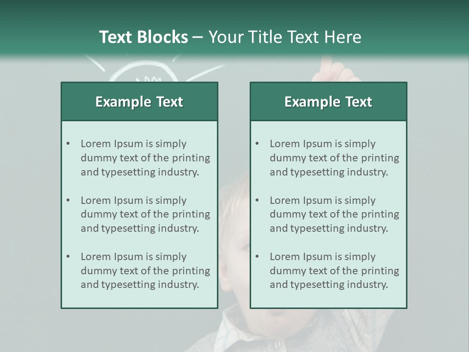 A Young Boy Pointing At A Light Bulb On A Chalkboard PowerPoint Template