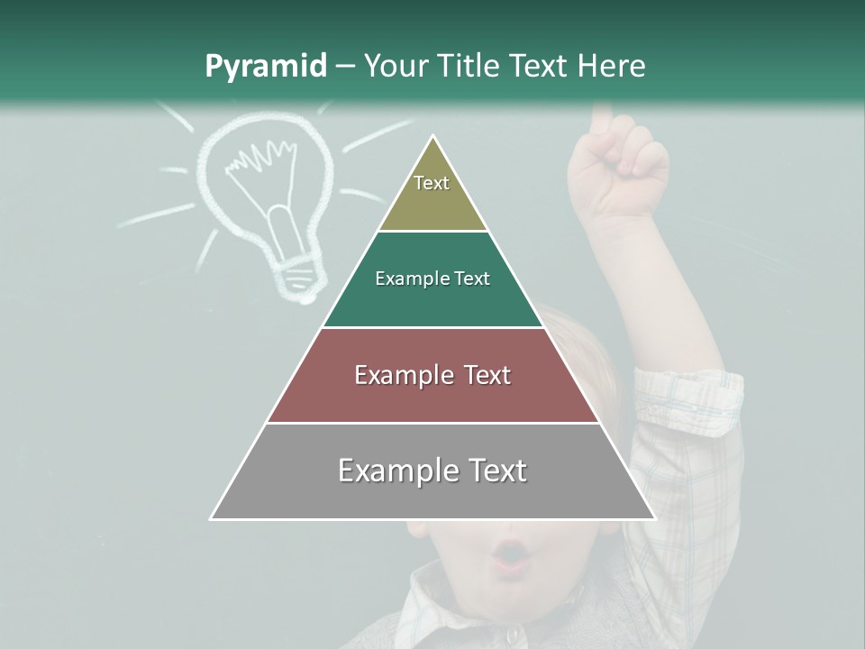 A Young Boy Pointing At A Light Bulb On A Chalkboard PowerPoint Template