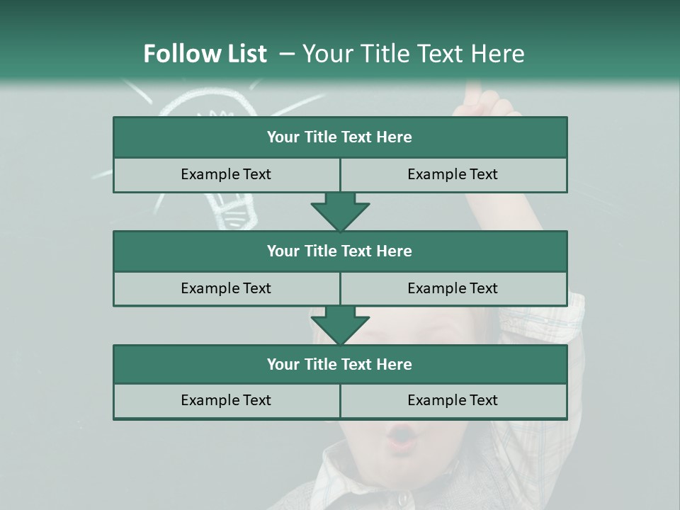 A Young Boy Pointing At A Light Bulb On A Chalkboard PowerPoint Template