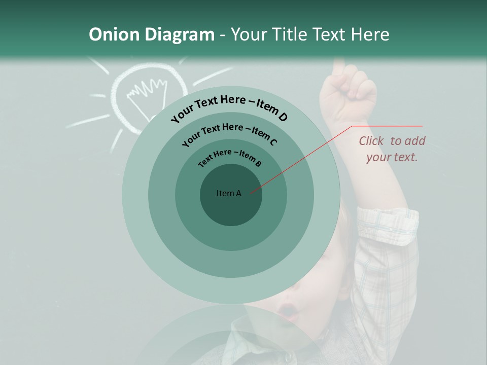 A Young Boy Pointing At A Light Bulb On A Chalkboard PowerPoint Template