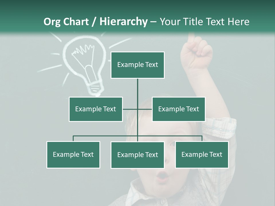 A Young Boy Pointing At A Light Bulb On A Chalkboard PowerPoint Template