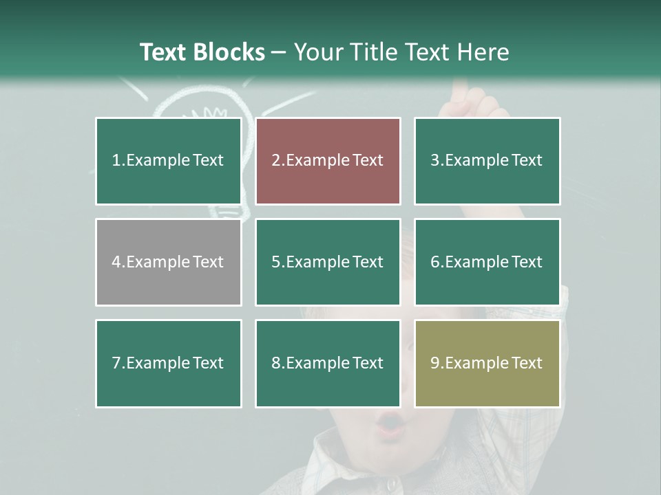 A Young Boy Pointing At A Light Bulb On A Chalkboard PowerPoint Template