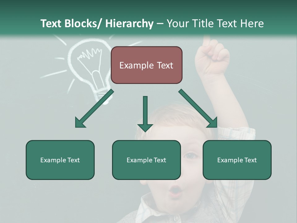 A Young Boy Pointing At A Light Bulb On A Chalkboard PowerPoint Template