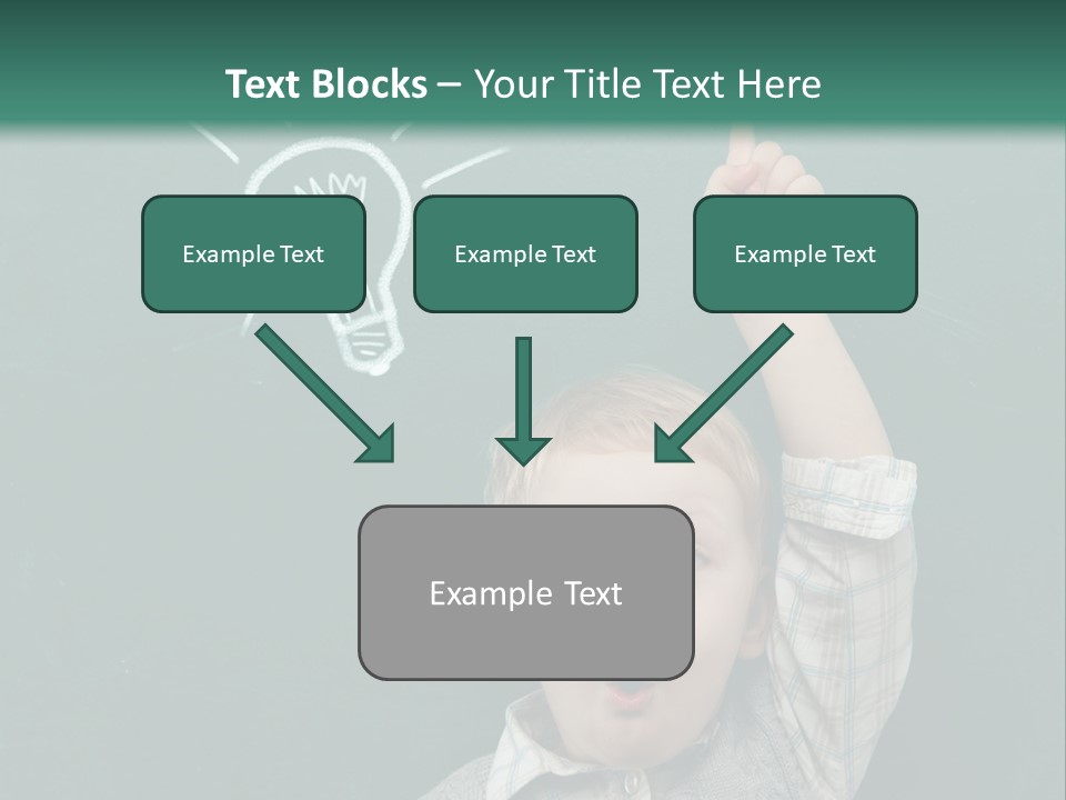A Young Boy Pointing At A Light Bulb On A Chalkboard PowerPoint Template
