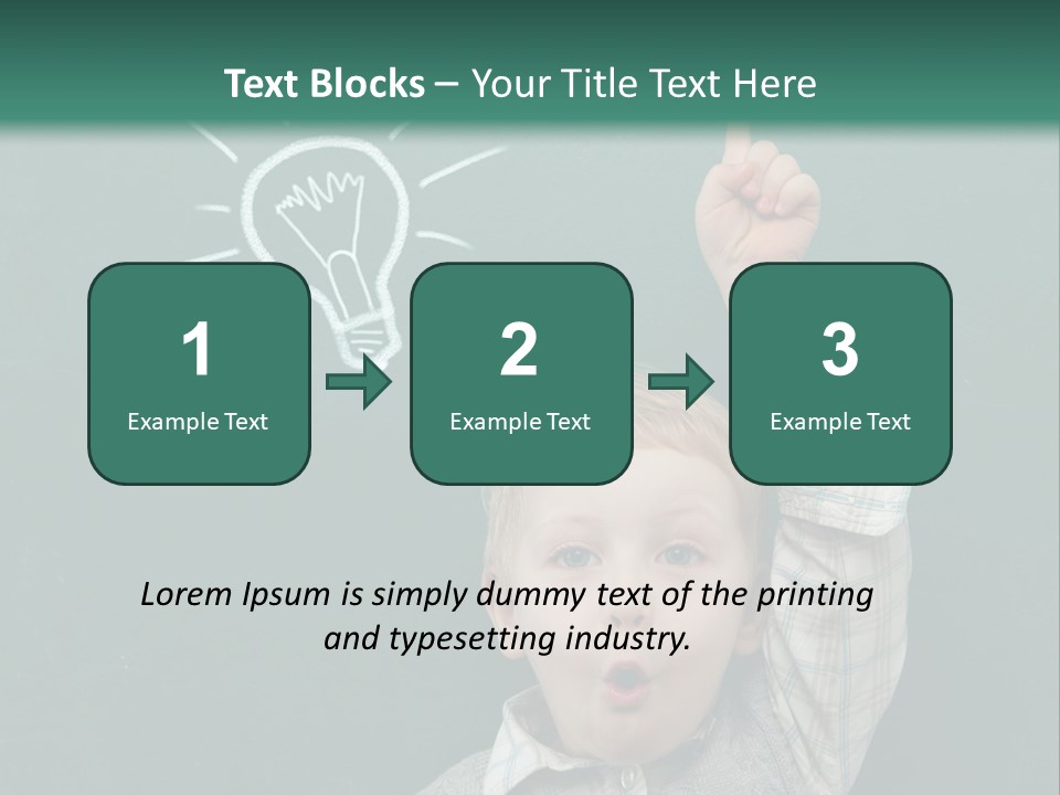 A Young Boy Pointing At A Light Bulb On A Chalkboard PowerPoint Template