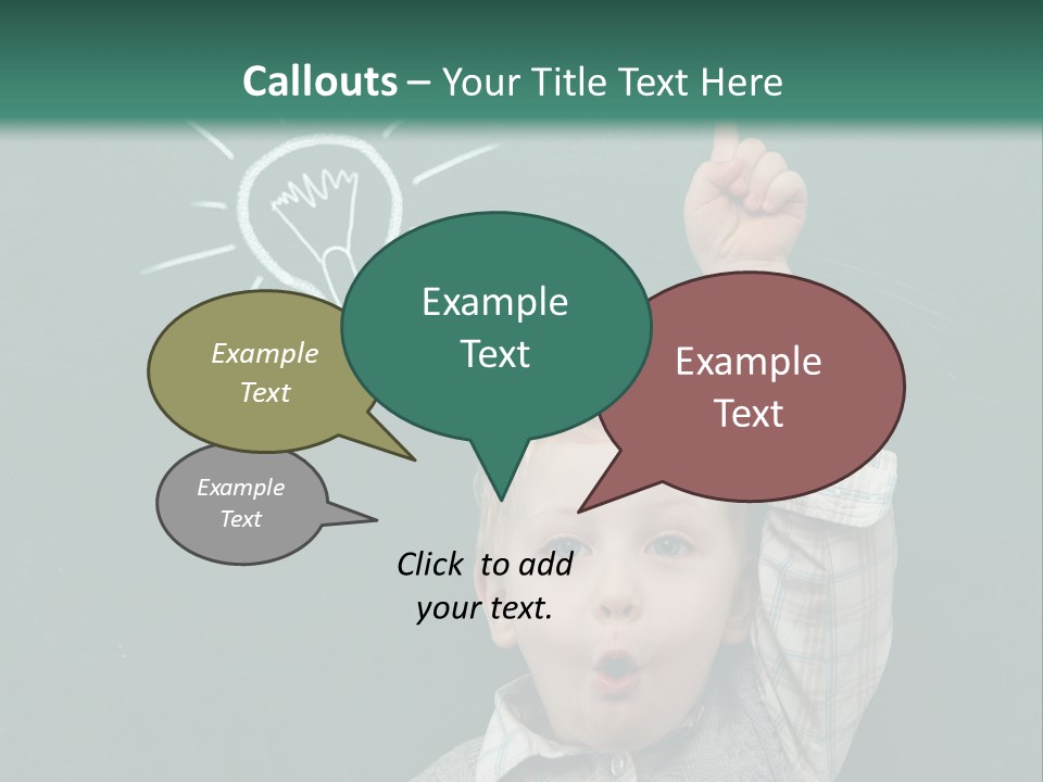 A Young Boy Pointing At A Light Bulb On A Chalkboard PowerPoint Template