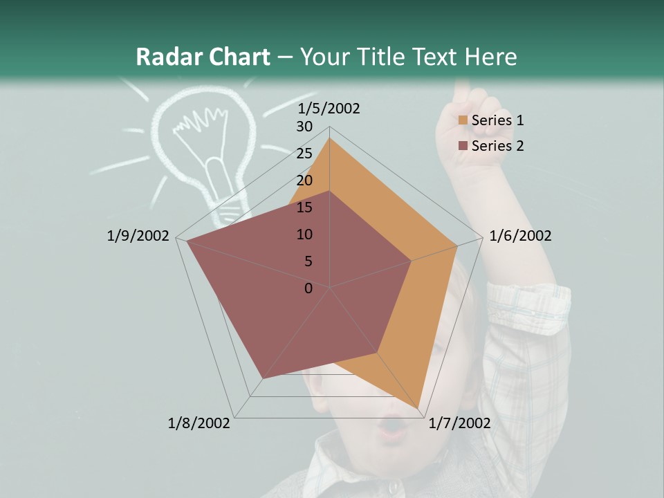 A Young Boy Pointing At A Light Bulb On A Chalkboard PowerPoint Template