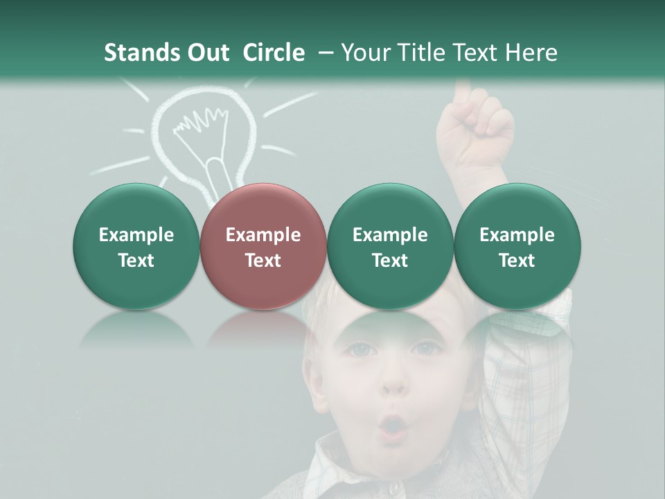 A Young Boy Pointing At A Light Bulb On A Chalkboard PowerPoint Template