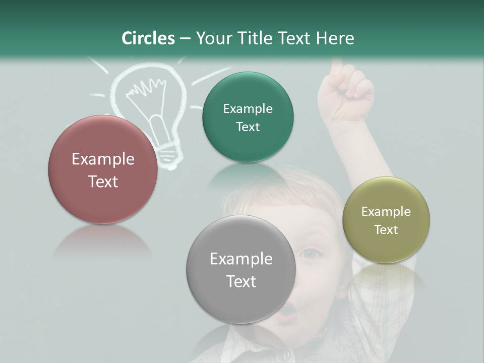 A Young Boy Pointing At A Light Bulb On A Chalkboard PowerPoint Template