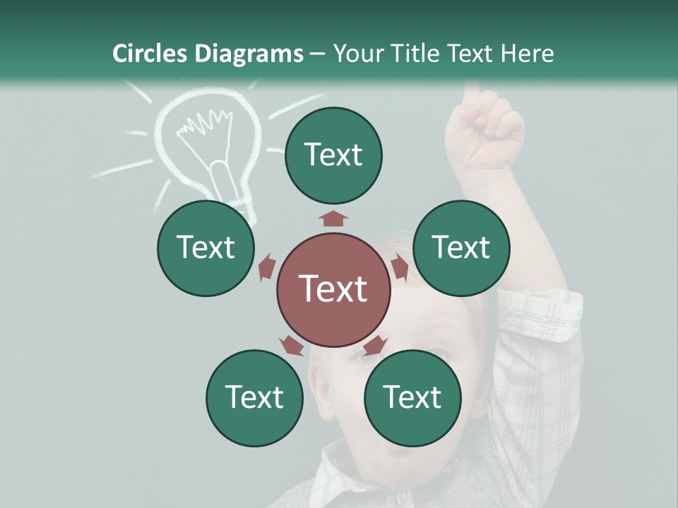A Young Boy Pointing At A Light Bulb On A Chalkboard PowerPoint Template