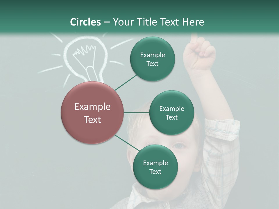 A Young Boy Pointing At A Light Bulb On A Chalkboard PowerPoint Template