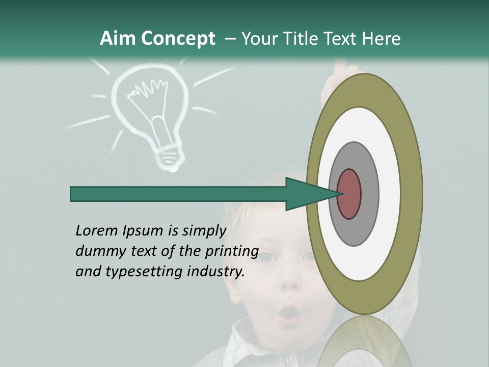 A Young Boy Pointing At A Light Bulb On A Chalkboard PowerPoint Template