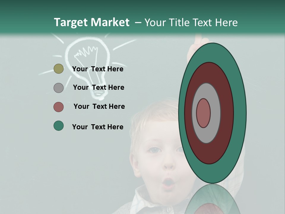 A Young Boy Pointing At A Light Bulb On A Chalkboard PowerPoint Template