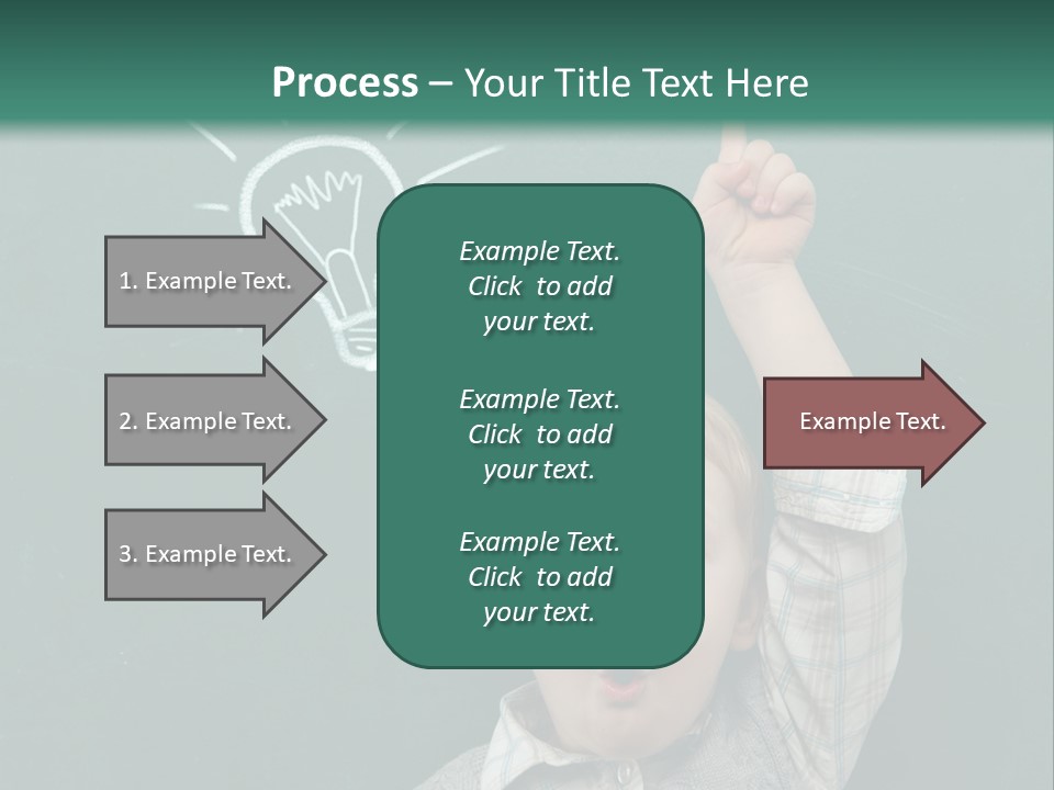 A Young Boy Pointing At A Light Bulb On A Chalkboard PowerPoint Template