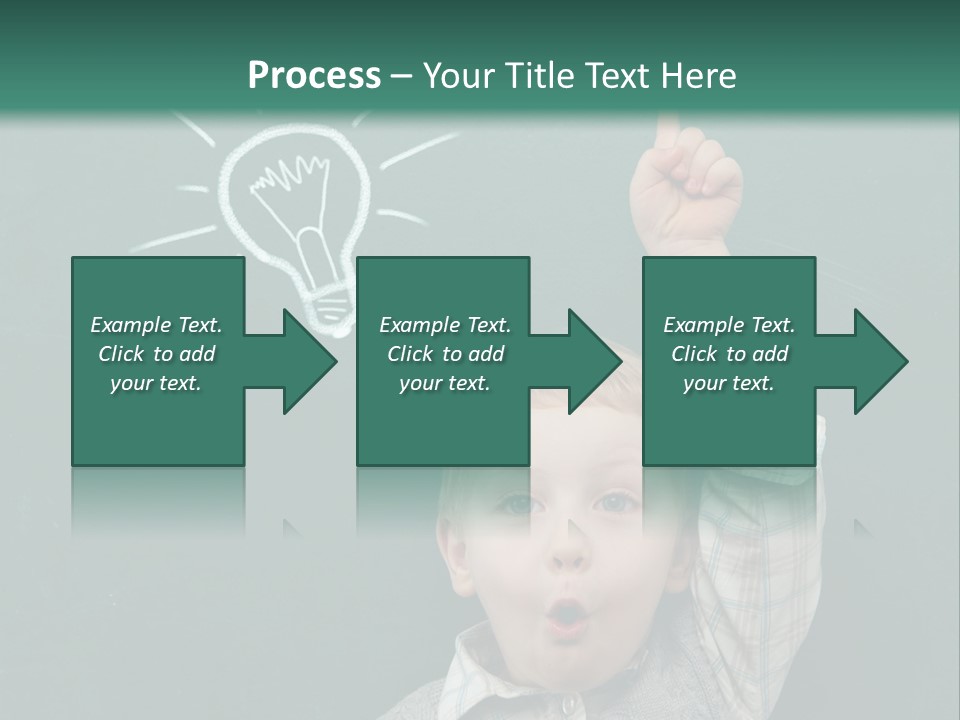 A Young Boy Pointing At A Light Bulb On A Chalkboard PowerPoint Template
