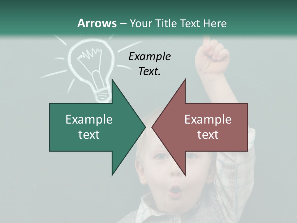 A Young Boy Pointing At A Light Bulb On A Chalkboard PowerPoint Template