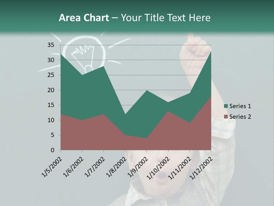 A Young Boy Pointing At A Light Bulb On A Chalkboard PowerPoint Template