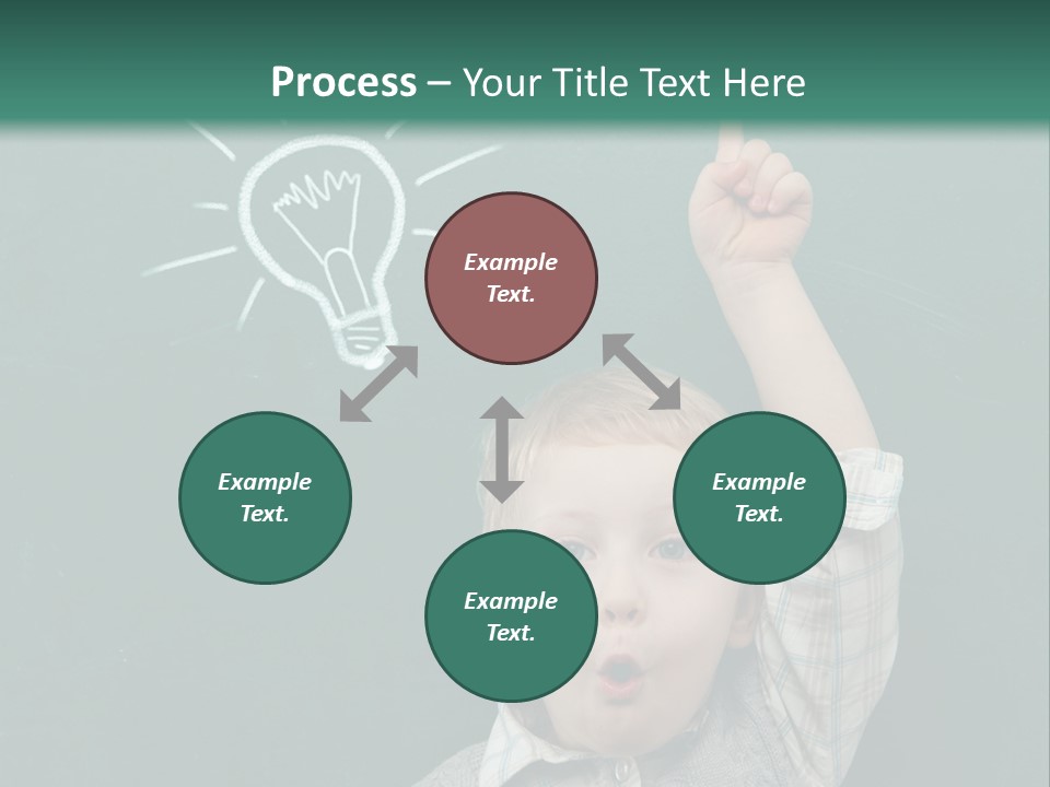 A Young Boy Pointing At A Light Bulb On A Chalkboard PowerPoint Template