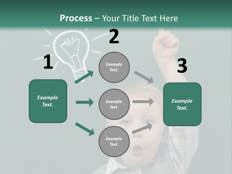 A Young Boy Pointing At A Light Bulb On A Chalkboard PowerPoint Template