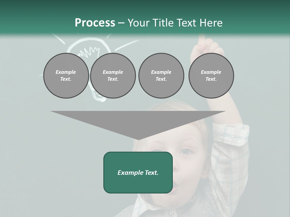 A Young Boy Pointing At A Light Bulb On A Chalkboard PowerPoint Template