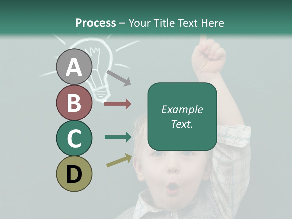 A Young Boy Pointing At A Light Bulb On A Chalkboard PowerPoint Template