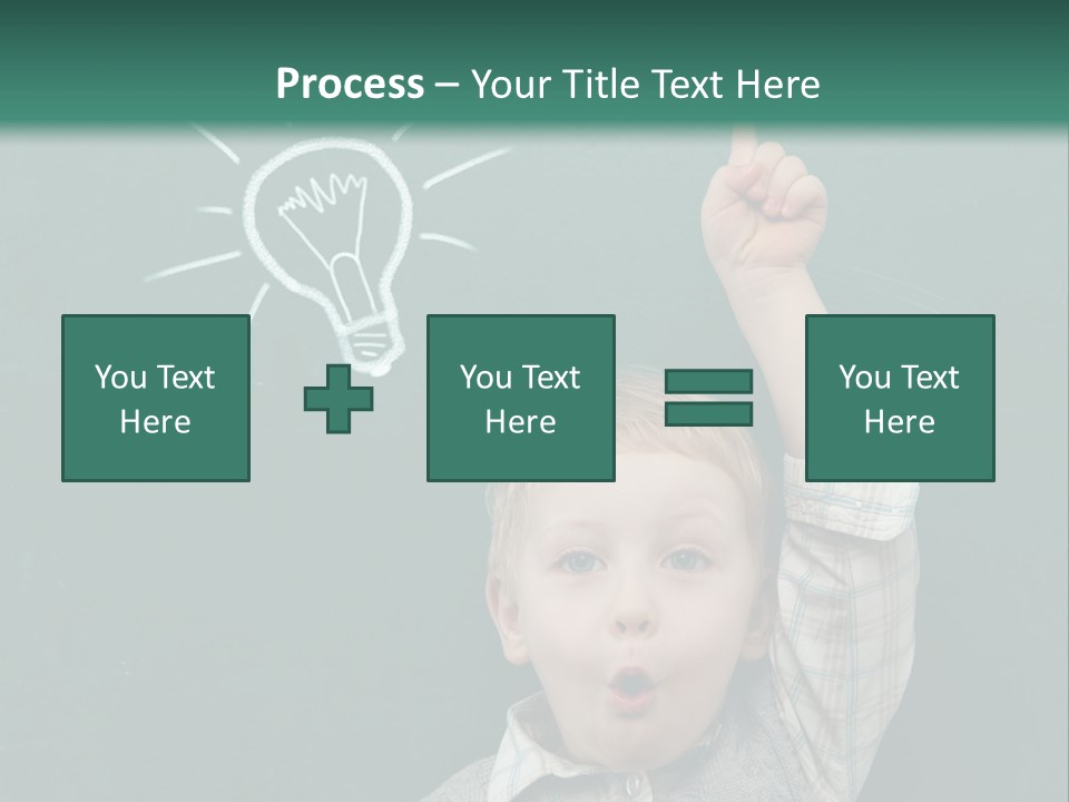 A Young Boy Pointing At A Light Bulb On A Chalkboard PowerPoint Template