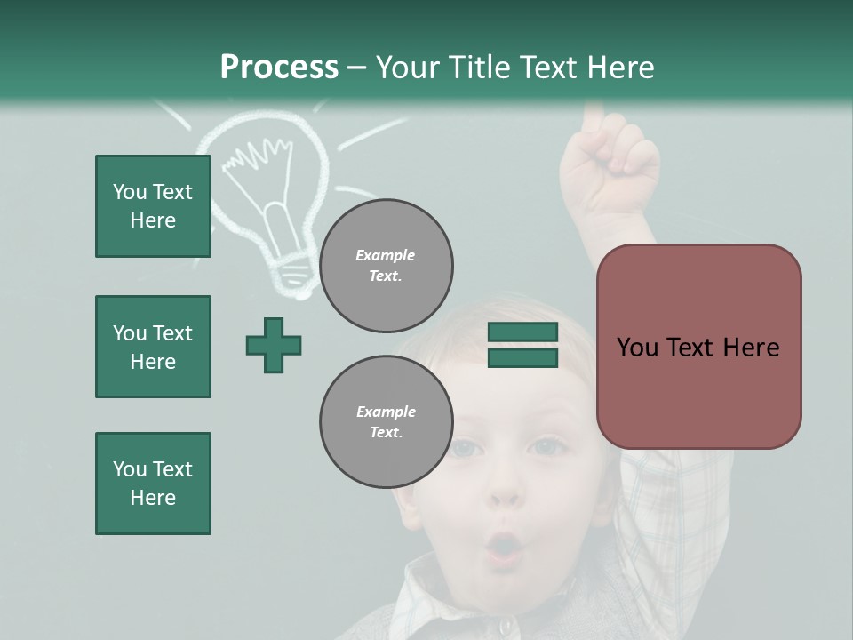 A Young Boy Pointing At A Light Bulb On A Chalkboard PowerPoint Template