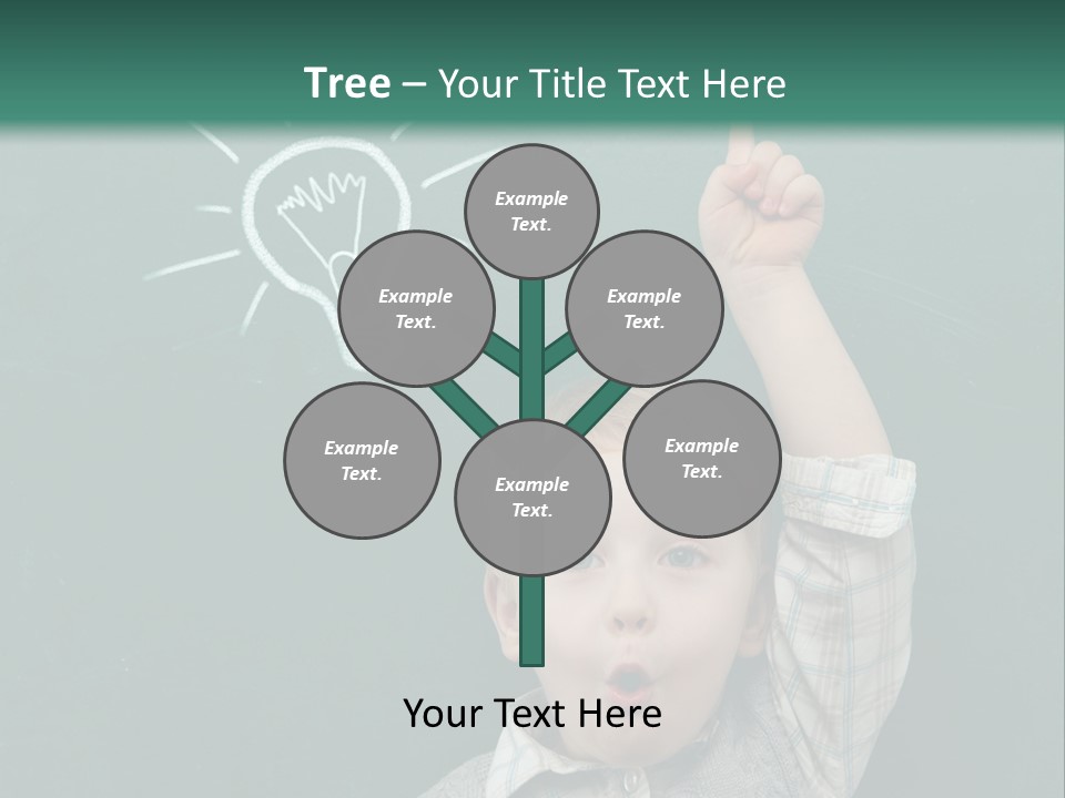 A Young Boy Pointing At A Light Bulb On A Chalkboard PowerPoint Template