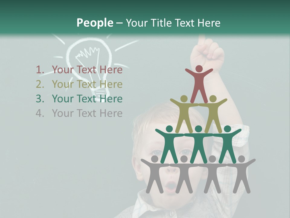 A Young Boy Pointing At A Light Bulb On A Chalkboard PowerPoint Template