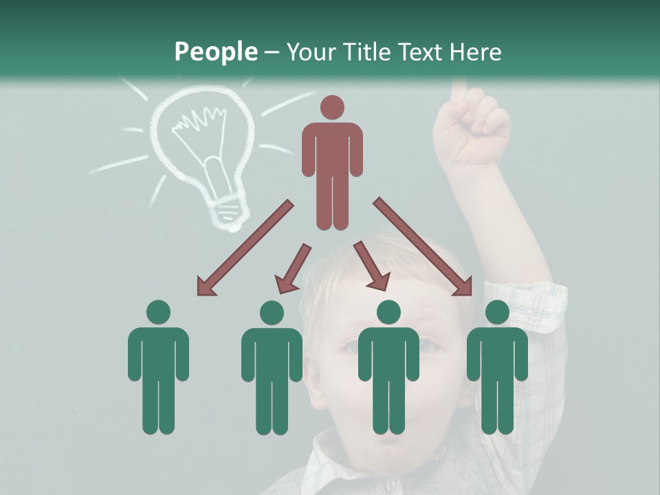 A Young Boy Pointing At A Light Bulb On A Chalkboard PowerPoint Template