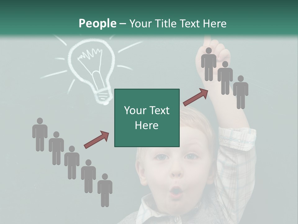 A Young Boy Pointing At A Light Bulb On A Chalkboard PowerPoint Template