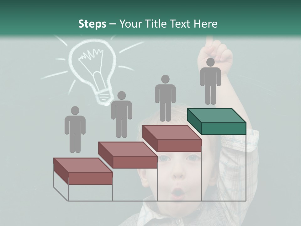 A Young Boy Pointing At A Light Bulb On A Chalkboard PowerPoint Template