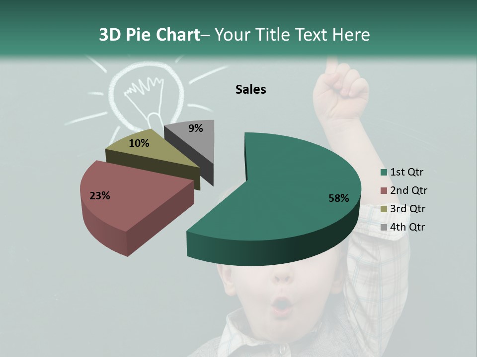A Young Boy Pointing At A Light Bulb On A Chalkboard PowerPoint Template