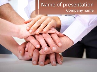 A Group Of People Stacking Their Hands Together PowerPoint Template