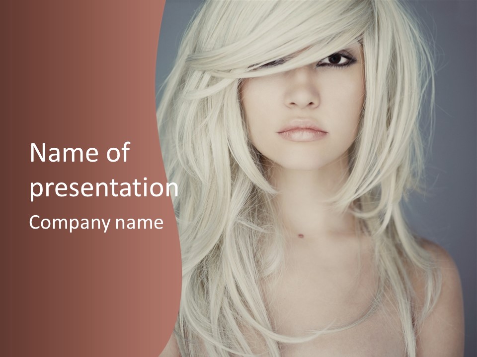 A Woman With Long Blonde Hair Is Posing For A Picture PowerPoint Template