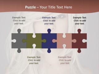 A Woman With Long Blonde Hair Is Posing For A Picture PowerPoint Template