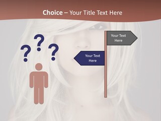 A Woman With Long Blonde Hair Is Posing For A Picture PowerPoint Template
