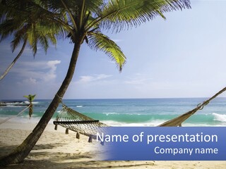 A Hammock On The Beach With Palm Trees PowerPoint Template